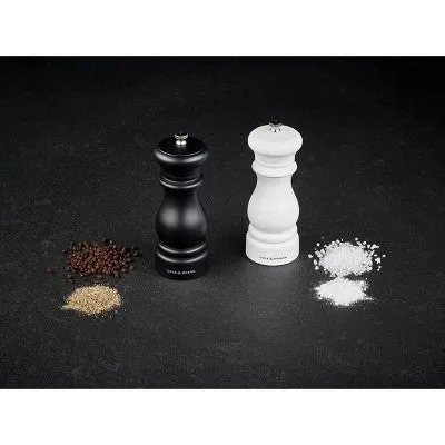 New - Cole & Mason 6" Southwold Salt and Pepper Mill Set Black/White