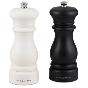 New - Cole & Mason 6" Southwold Salt and Pepper Mill Set Black/White