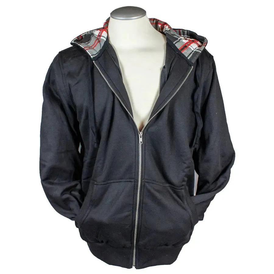 Open Road Men's Zip-Up Hoodie with Checkered Hood