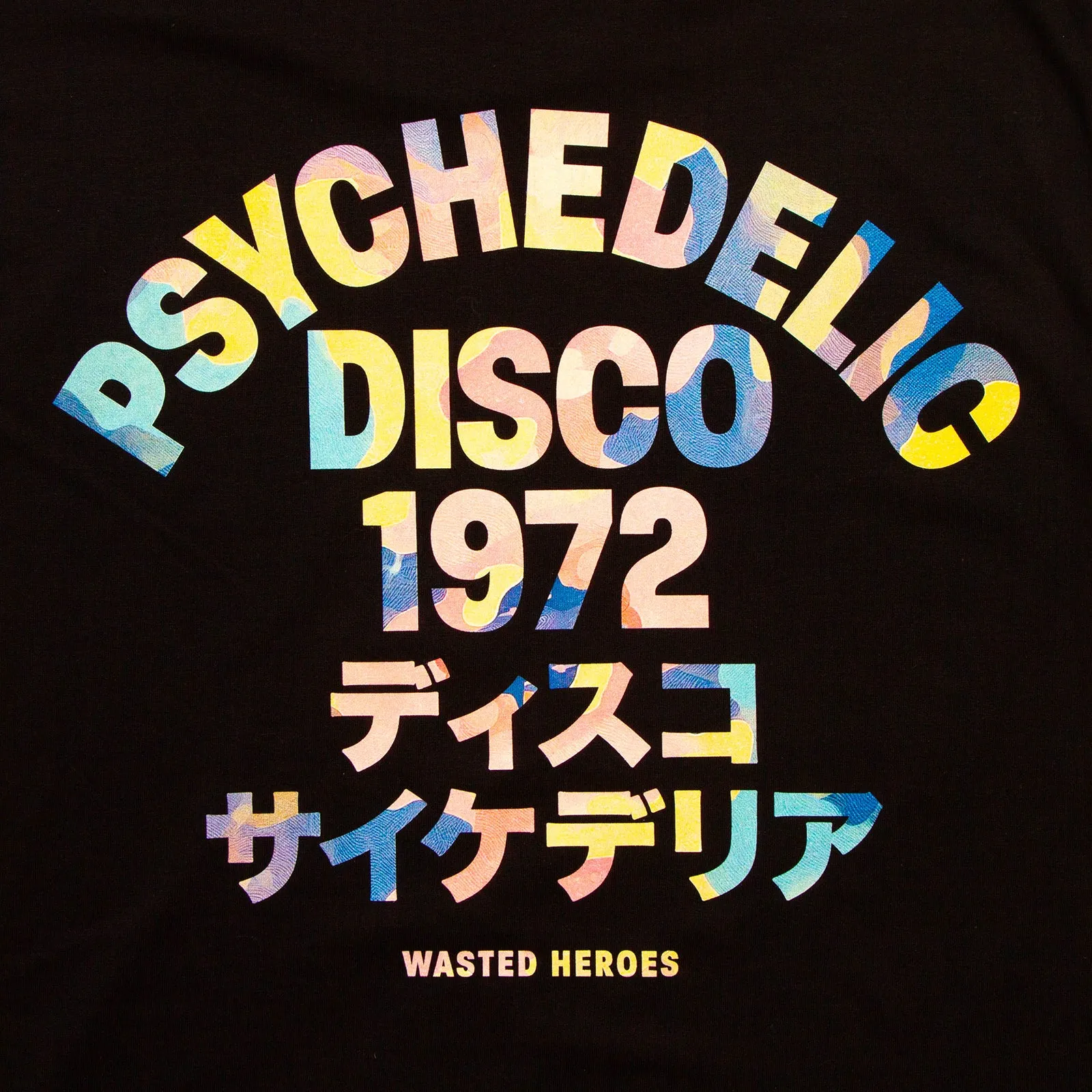 Pastel Camo 1972 Psychedelic Disco Front Print - Tshirt - Black