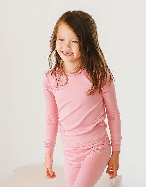 Peach Pink Girls Aero Heat Thermal Pajama Set