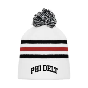 Phi Delt White Hockey Knit Beanie