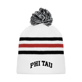 Phi Tau White Hockey Knit Beanie