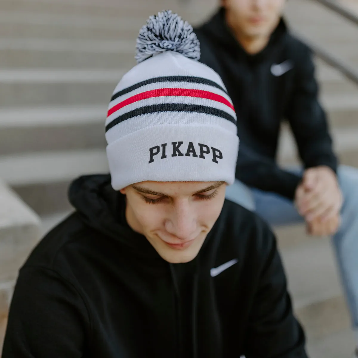 Pi Kapp White Hockey Knit Beanie