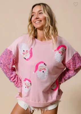 Pink Velvet Santa Pullover