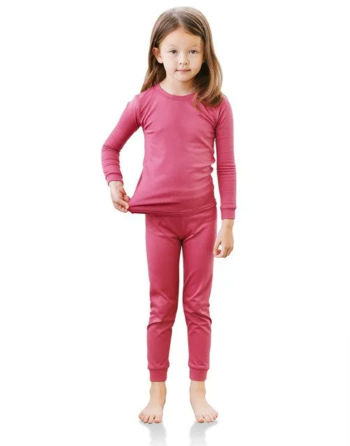 Plum Pink Girls Aero Heat Thermal Pajama Set