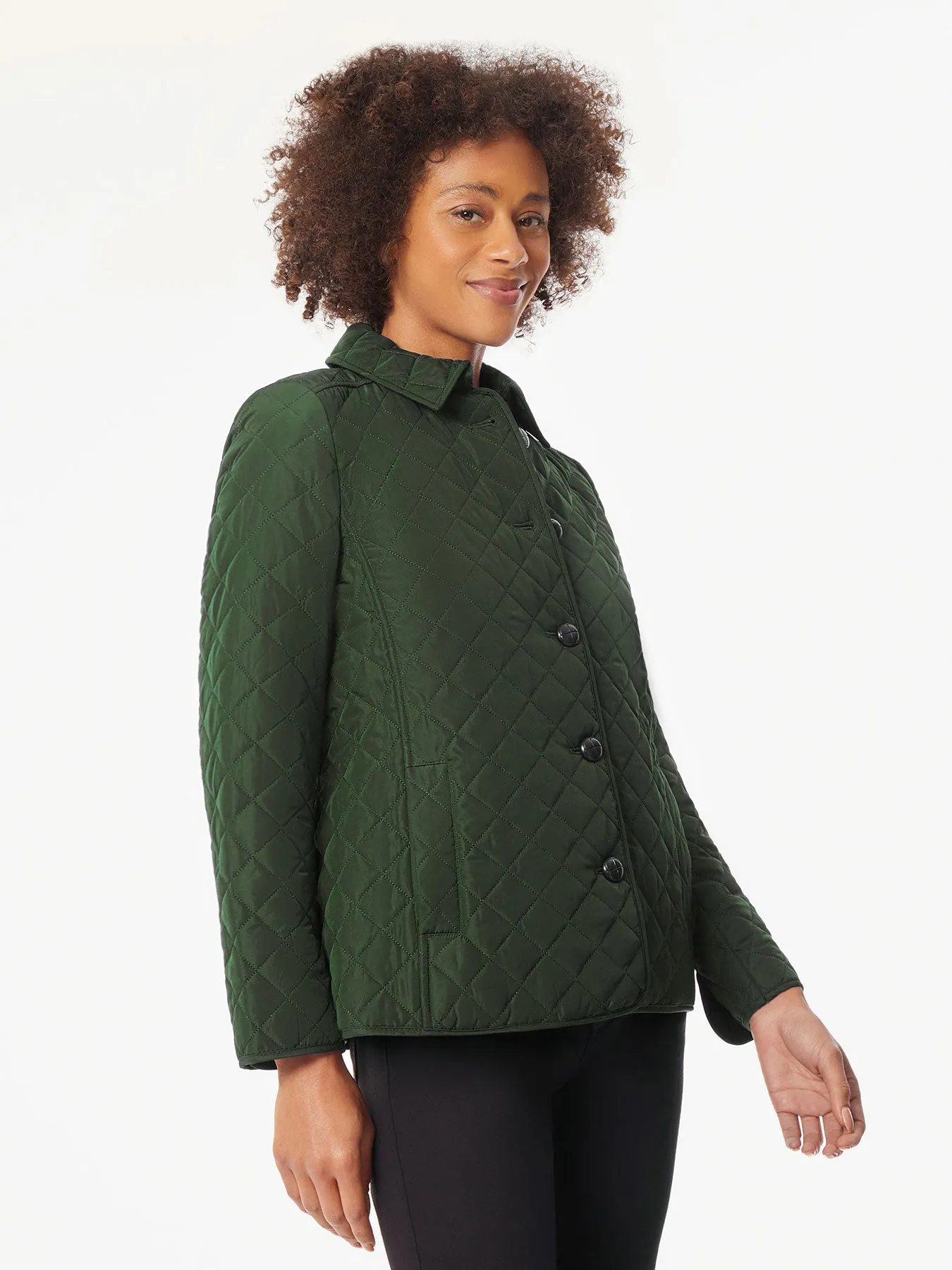 Plus Five-Button Quilted Jacket