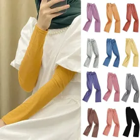 Ramadan Abayas Arm Cover Muslim Women Hijab Sleeves Stretchy Modal Islam Abaya Arm Warmers Solid Color Arm Aleeves Muslim Clothe