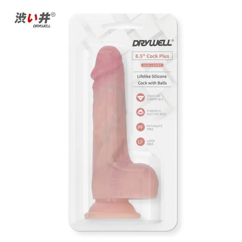 Realistic Silicone Dual Layer Cock w Suction 8.5in