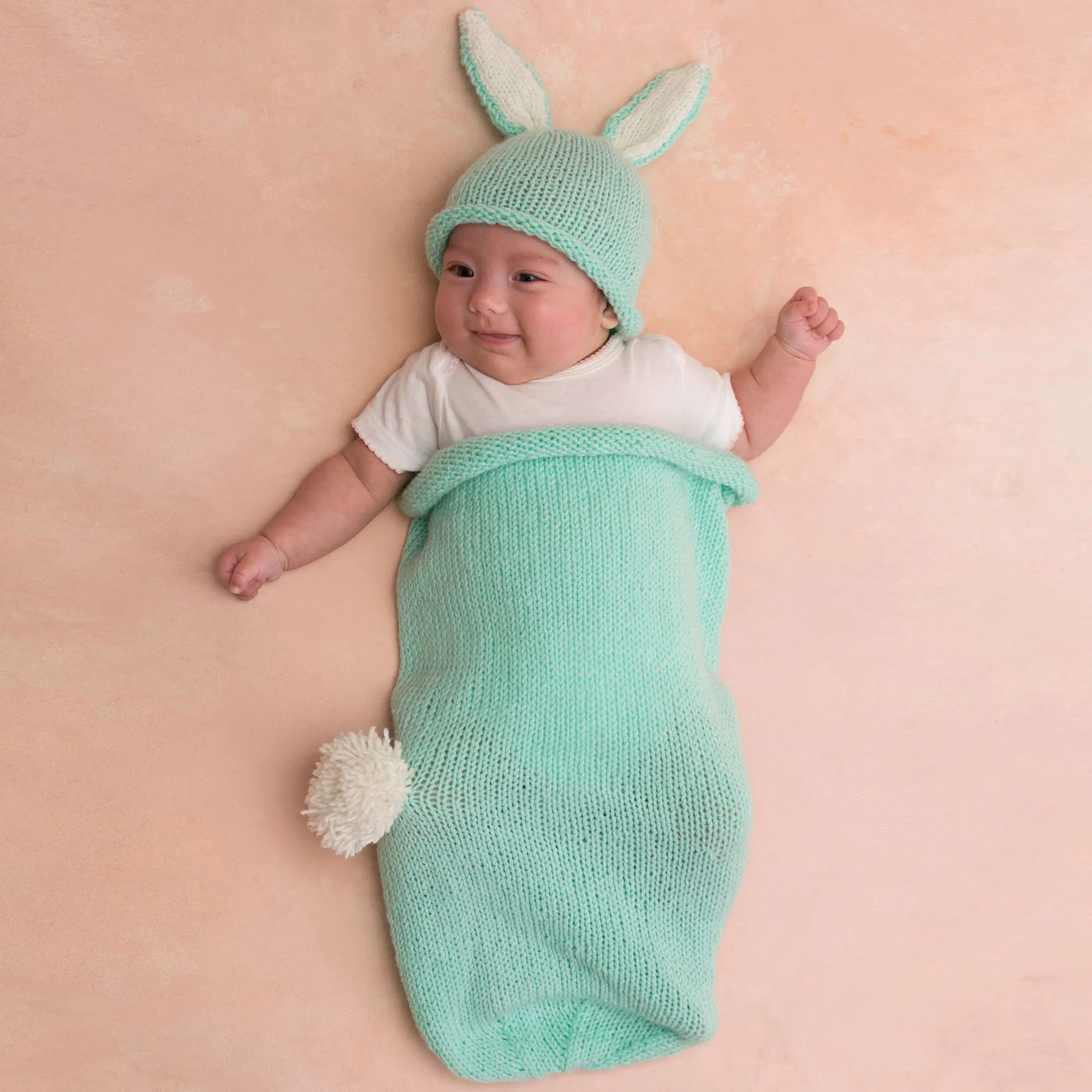 Red Heart Knit Cottontail Bunny Cocoon & Hat