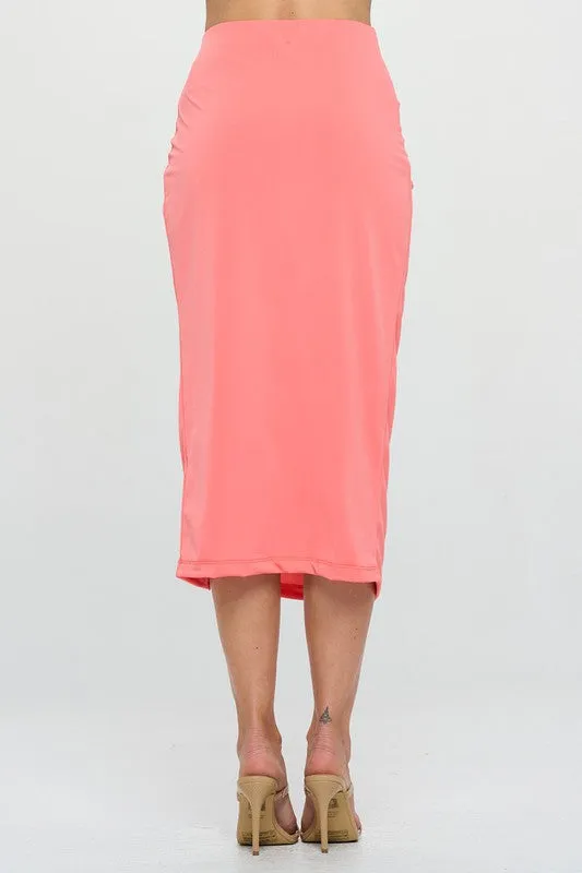 RENEE C.  Midi Skirt with Front Knot and Slit