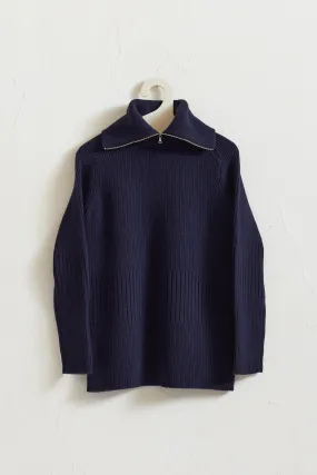 Rib Knit Zip Pullover