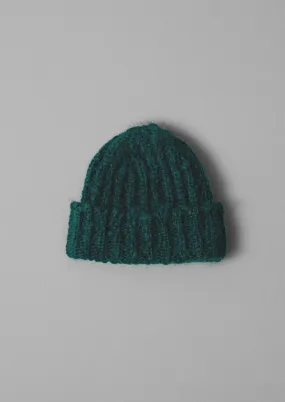 Ribbed Mohair Beanie | Deep Forest