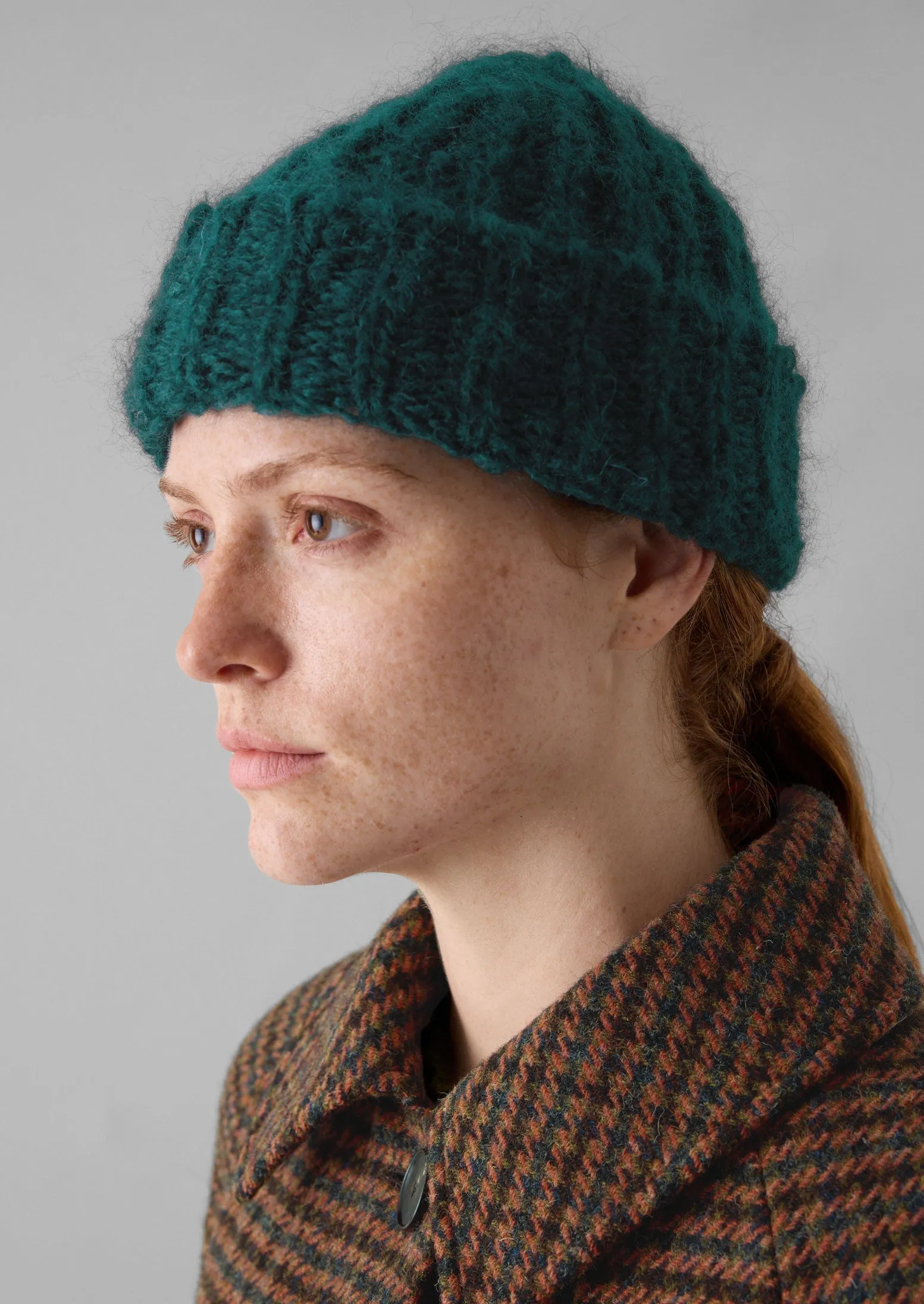 Ribbed Mohair Beanie | Deep Forest