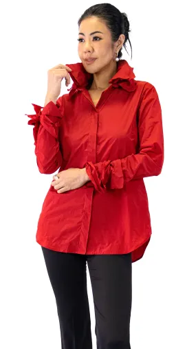 Ruffle Collar Shirt - Tomato