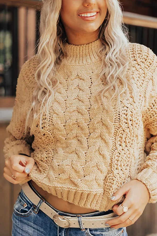 Season Premiere Cable Knit Sweater In Light Khaki