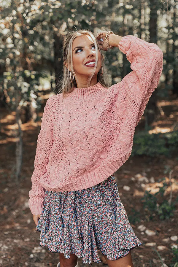 Season Premiere Cable Knit Sweater In Pink