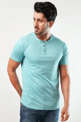 Sky Short Sleeve Henley T-Shirt