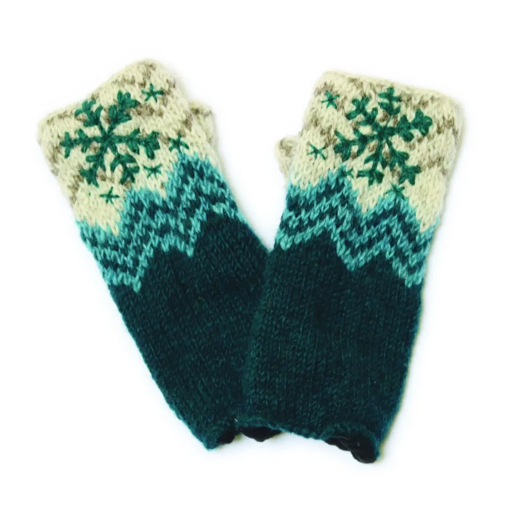 snowflake embroidered wrist warmers