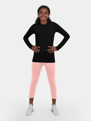 SuperThermal Long Sleeve Compression Base Layer Crew Neck Top for Girls With Brushed Inner Fabric