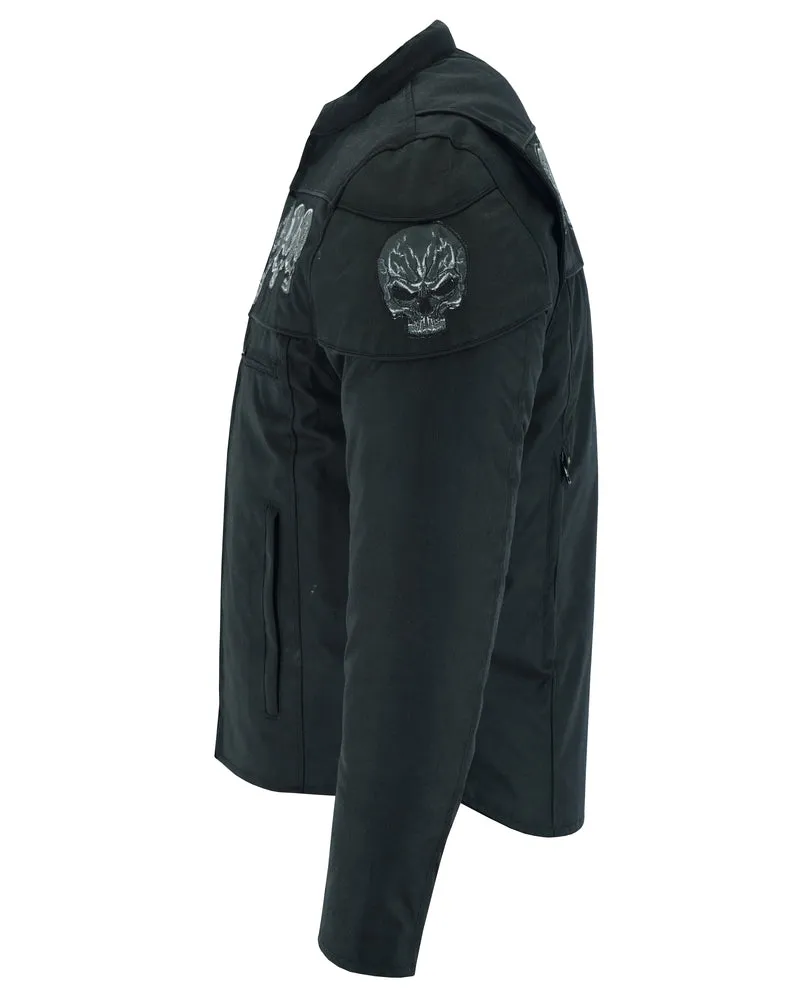 Textile Men's Scooter Jacket w/ Reflective Skulls