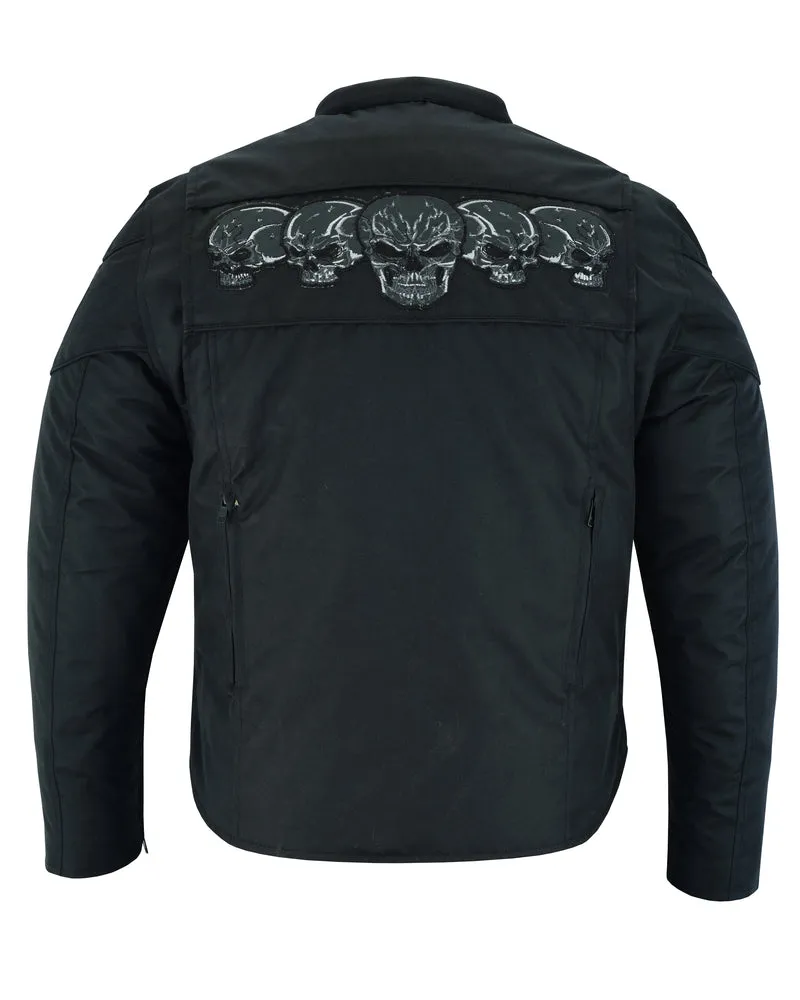 Textile Men's Scooter Jacket w/ Reflective Skulls