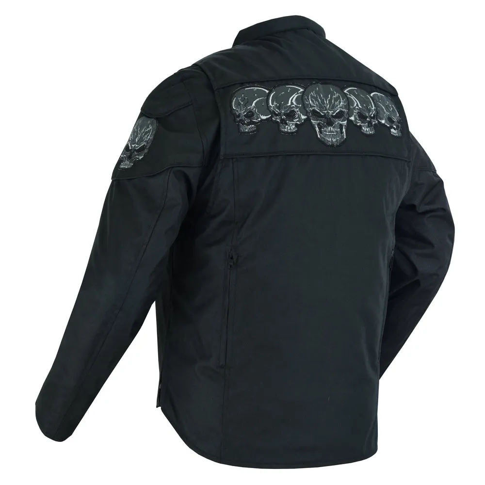 Textile Men's Scooter Jacket w/ Reflective Skulls