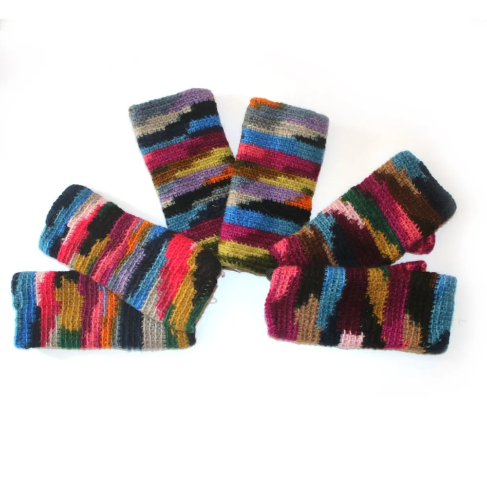 Tie Dye Fingerless Knitted Wool Wrist Warmers