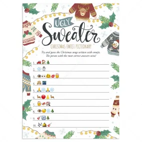 Ugly Christmas Sweater Party Emojis Game with Answers