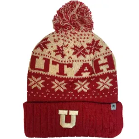 Utah Utes TOW Red Subarctic Snowflake Poofball Cuffed Winter Hat Cap Beanie