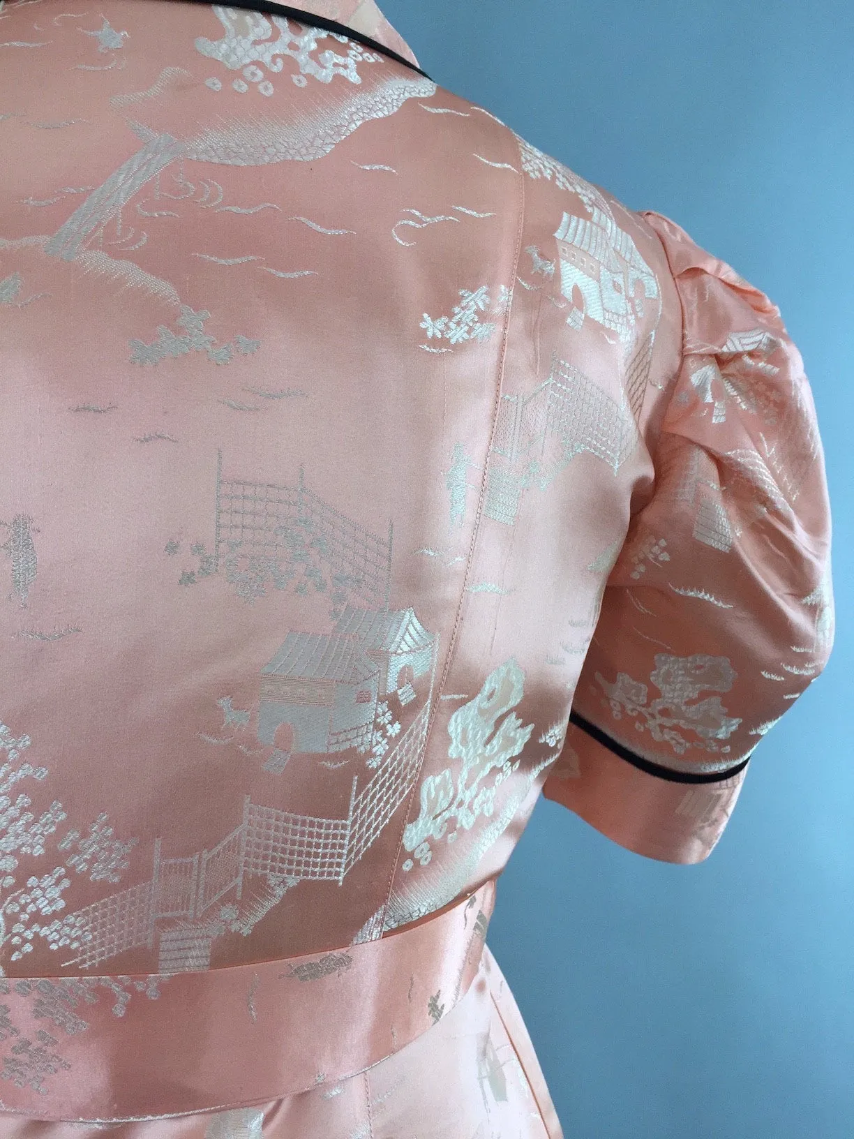 Vintage 1930s Silk Pajamas Set / Art Deco Chinoiserie Loungewear