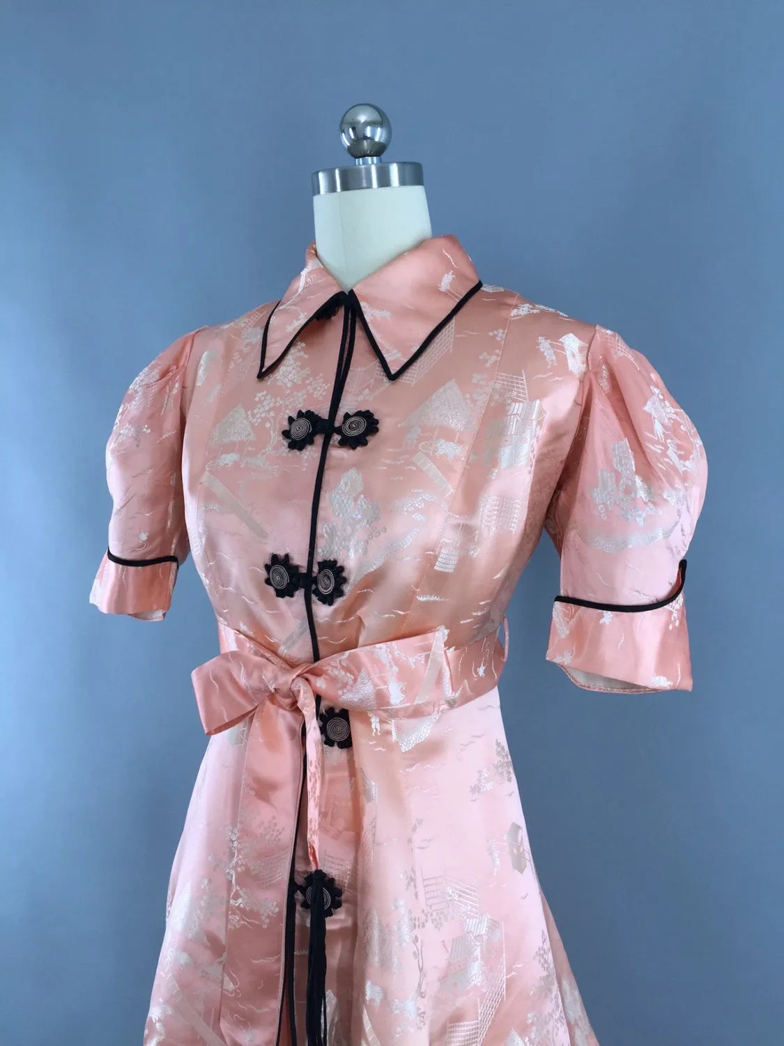 Vintage 1930s Silk Pajamas Set / Art Deco Chinoiserie Loungewear