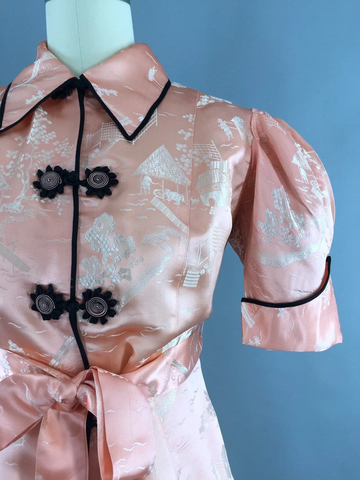 Vintage 1930s Silk Pajamas Set / Art Deco Chinoiserie Loungewear