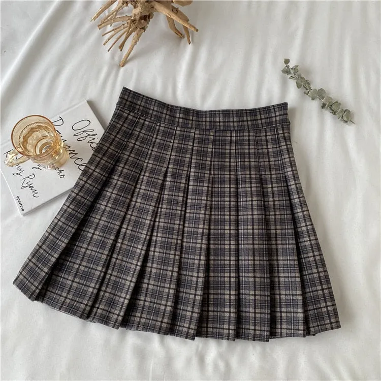 Vintage Plaid Mini Skirt with Shorts