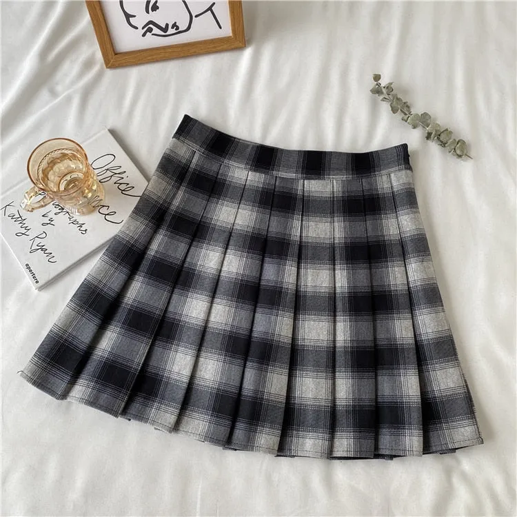 Vintage Plaid Mini Skirt with Shorts