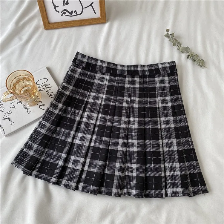 Vintage Plaid Mini Skirt with Shorts