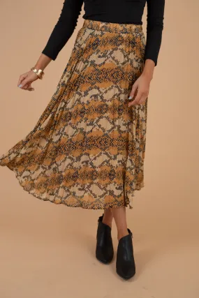 What You Desire Yellow Snake Midi Skirt