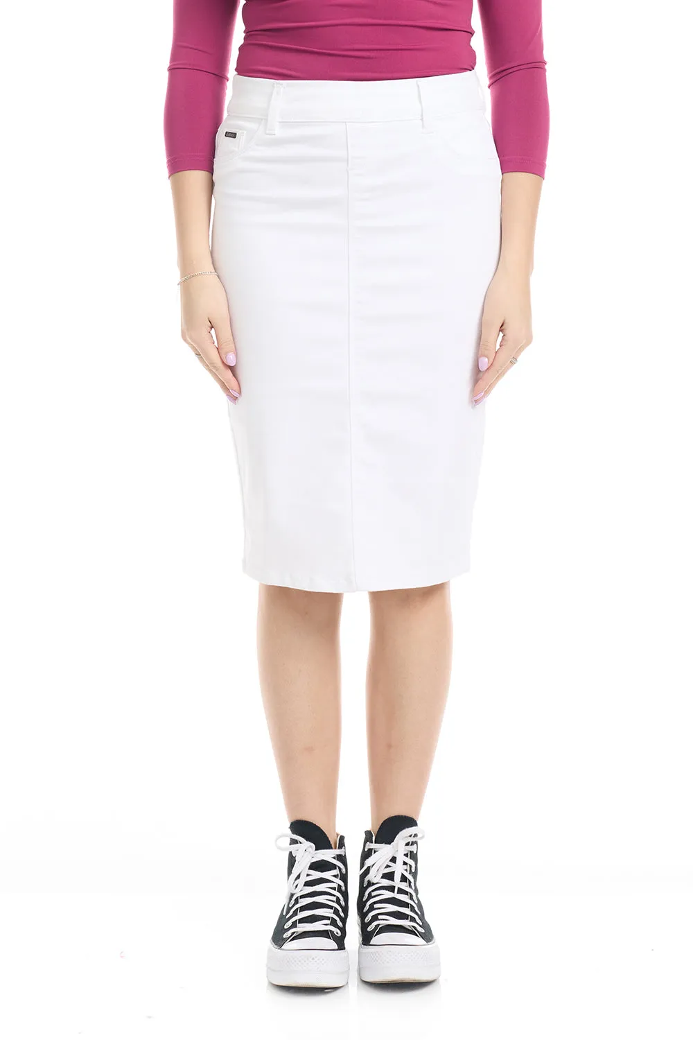 White Denim Knee Length Jean Skirt for Women 'Brooklyn'