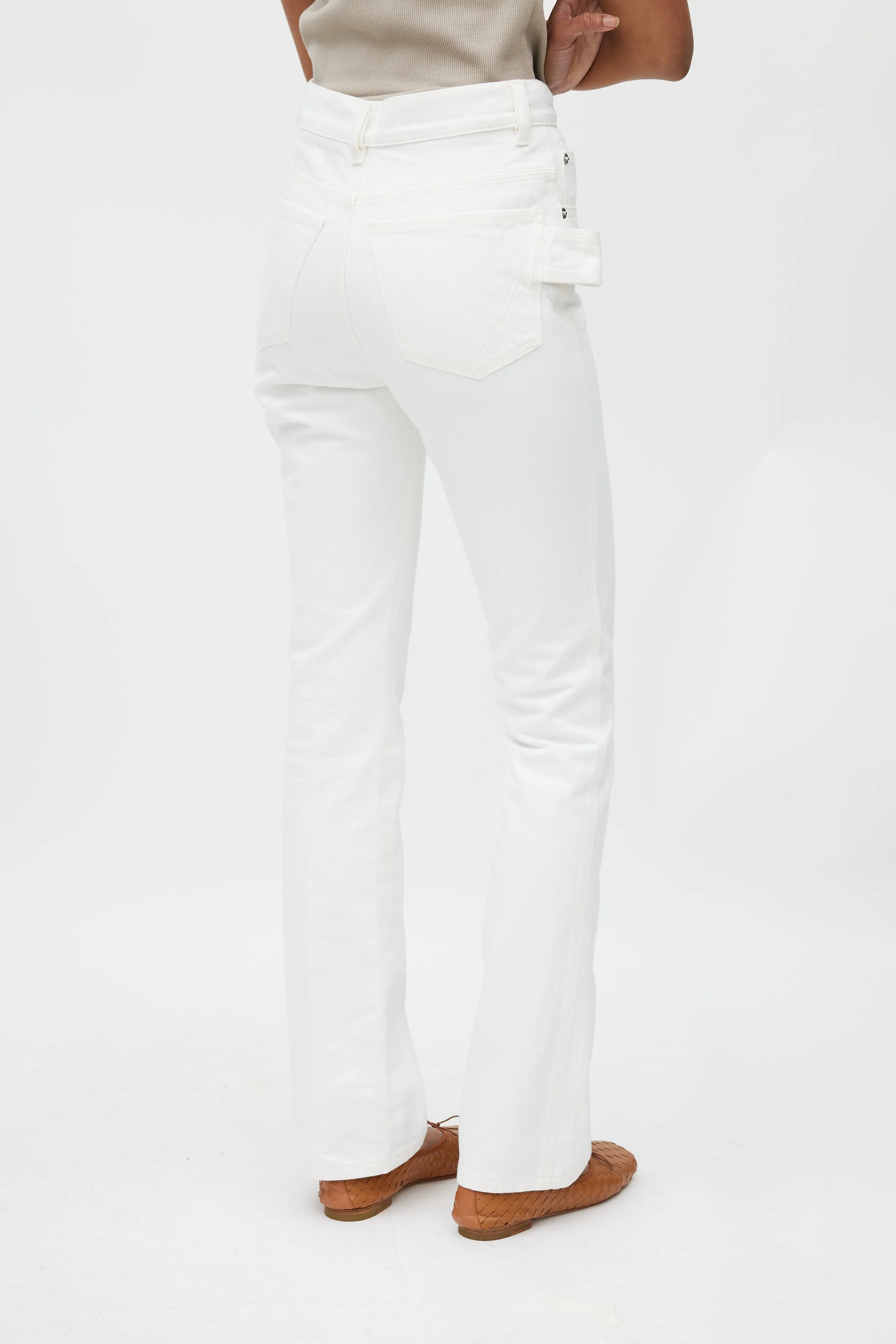 White Flared Carpenter Jeans