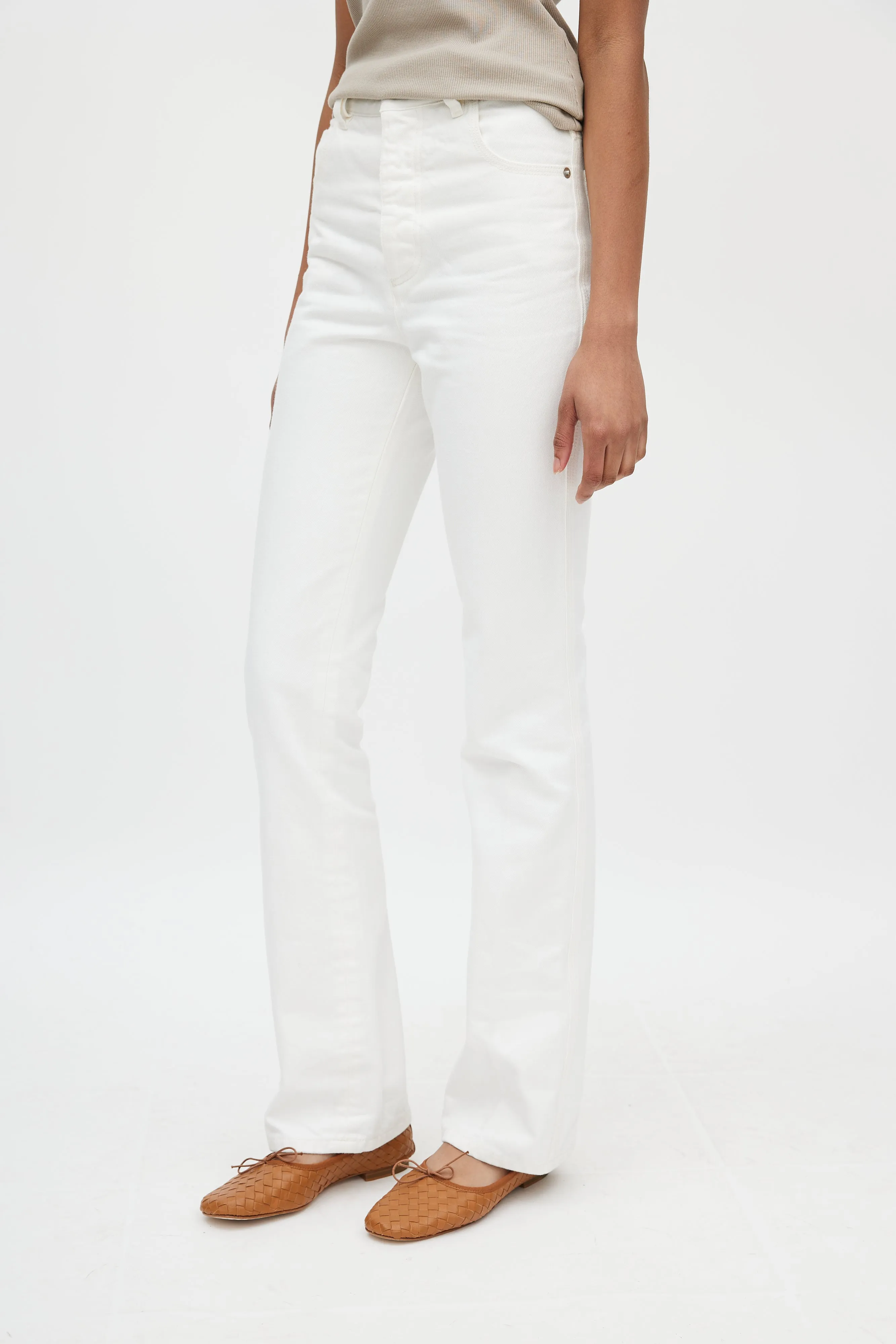 White Flared Carpenter Jeans