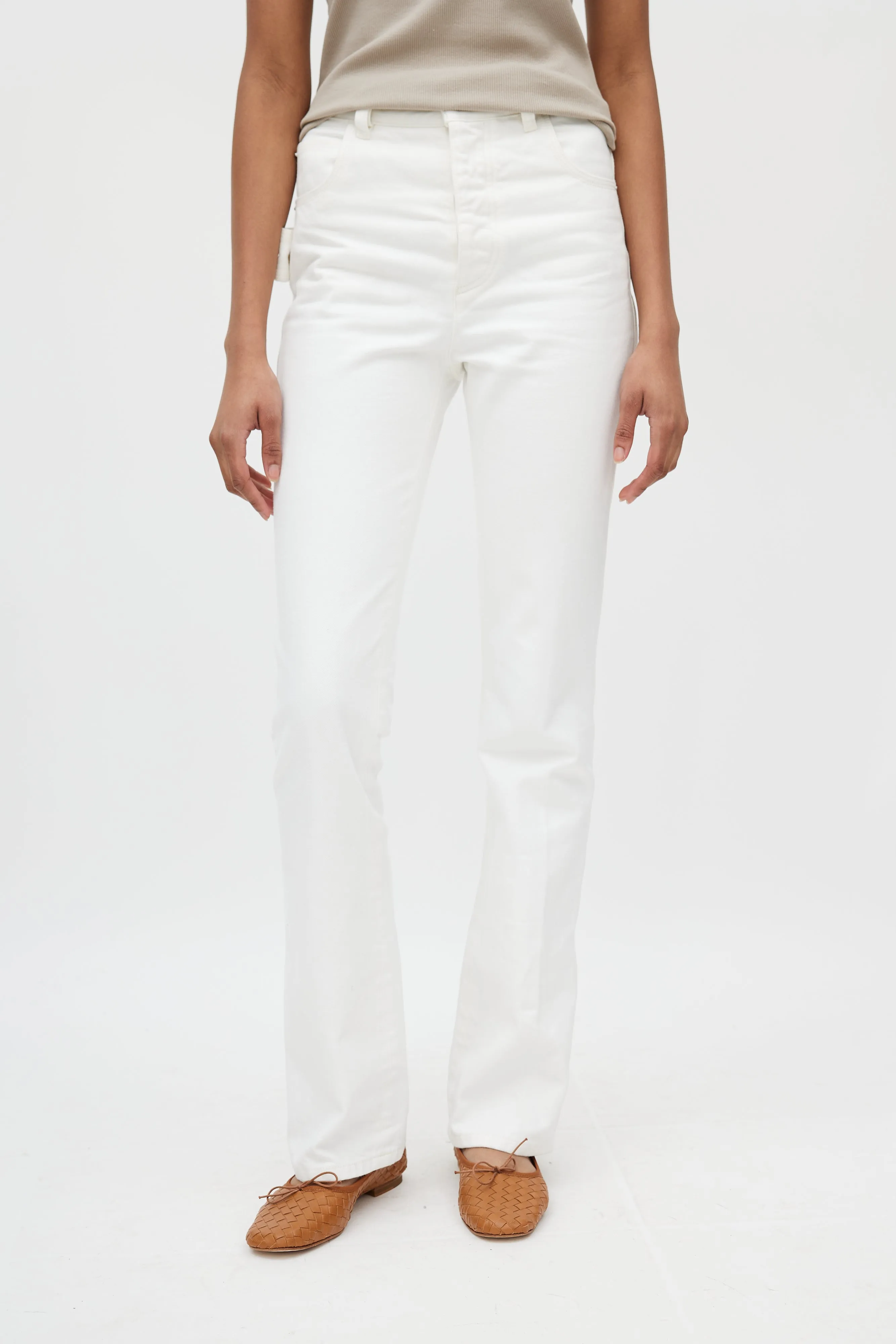 White Flared Carpenter Jeans