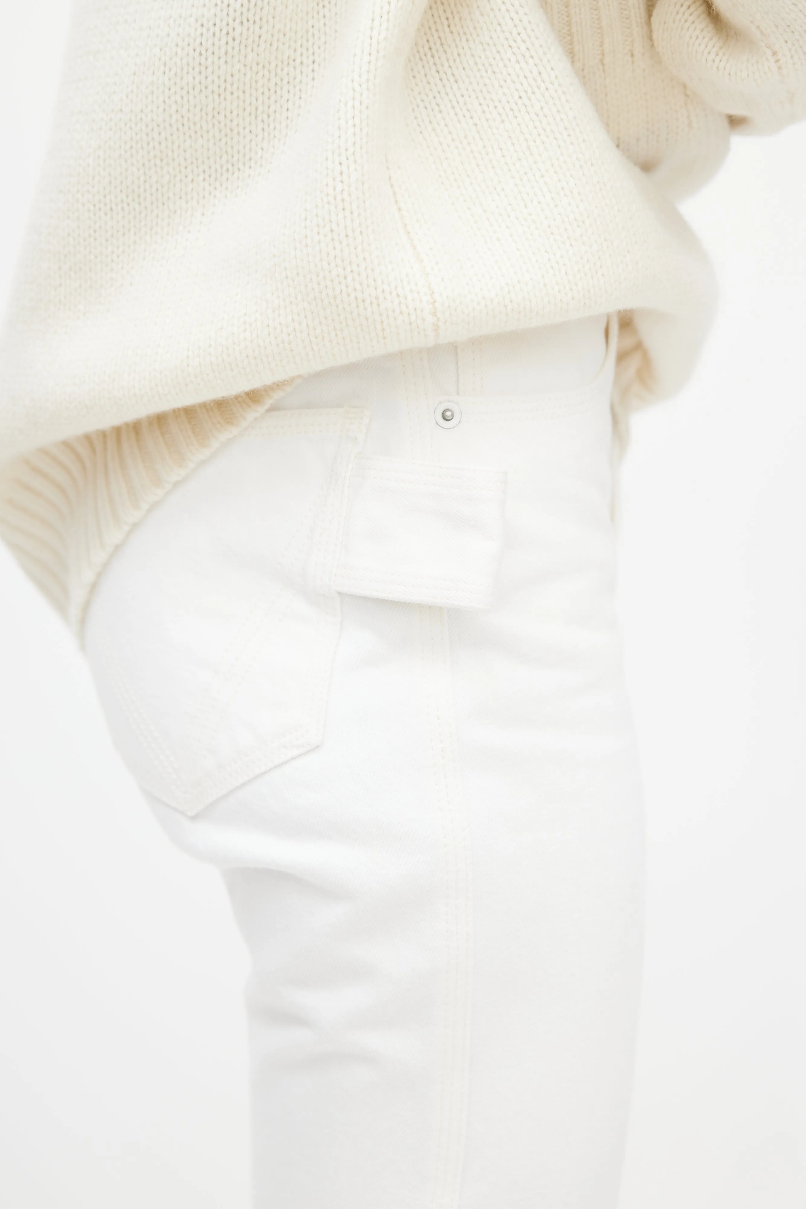 White Flared Carpenter Jeans