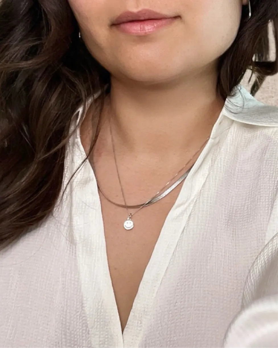 White Gold Herringbone Necklace