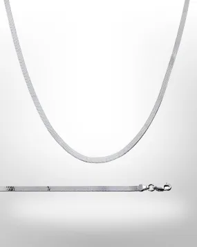 White Gold Herringbone Necklace