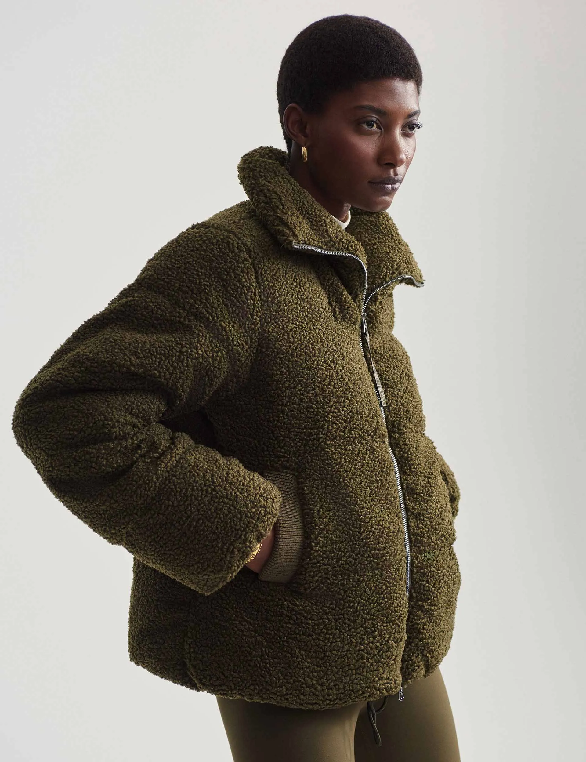 Wilkins Sherpa Puffer Jacket - Dark Olive