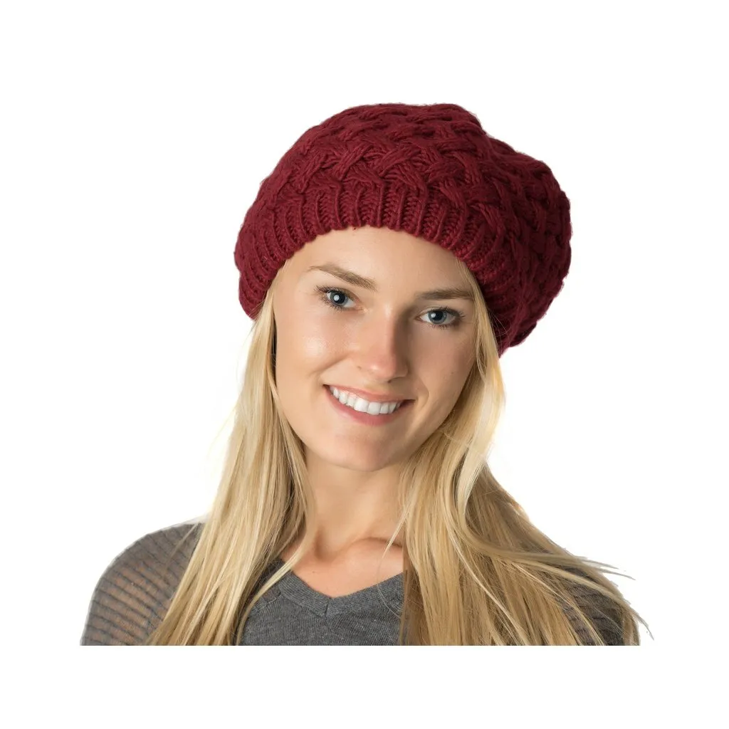 Womens Basket Beanie Beret Hat Lined