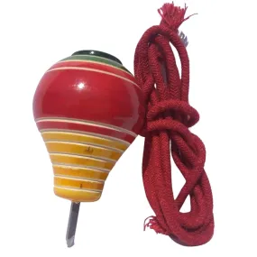 Wooden Spinning Tops (Lattoo/Bambaram/Buguri/Bongaram) with String - Assorted Colours