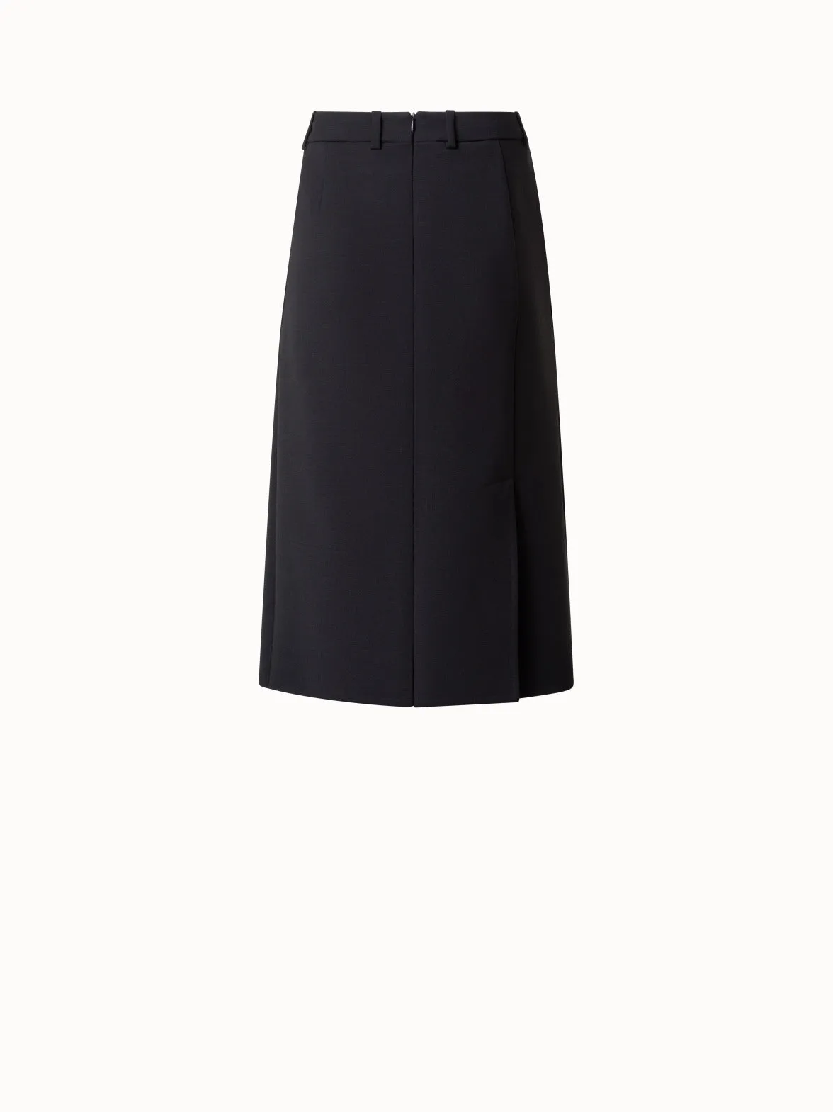 Wool Double-Face Pencil Skirt with Belt Loops