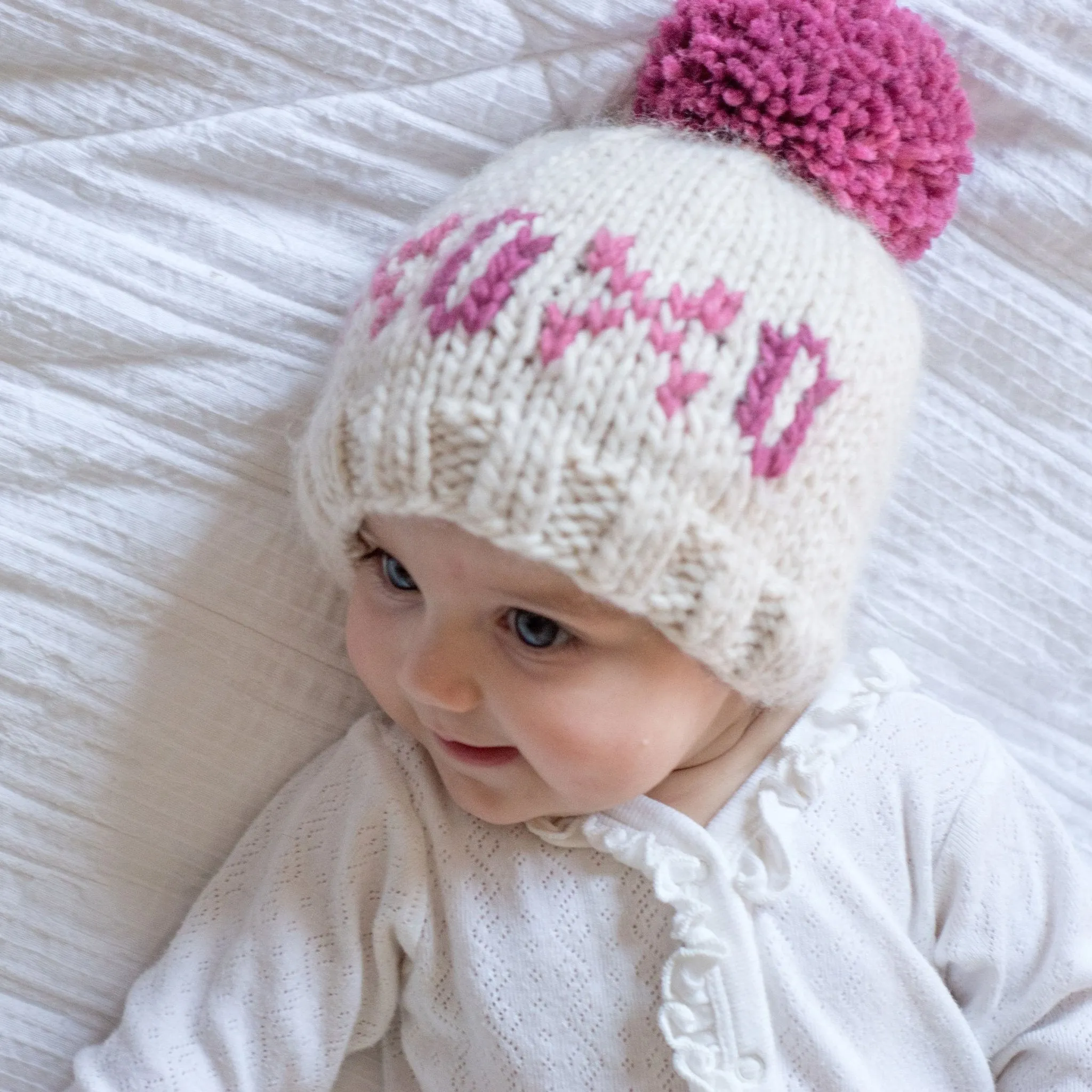 XOXO Valentine's Day Hand Knit Beanie Hat for Babies thru Adults