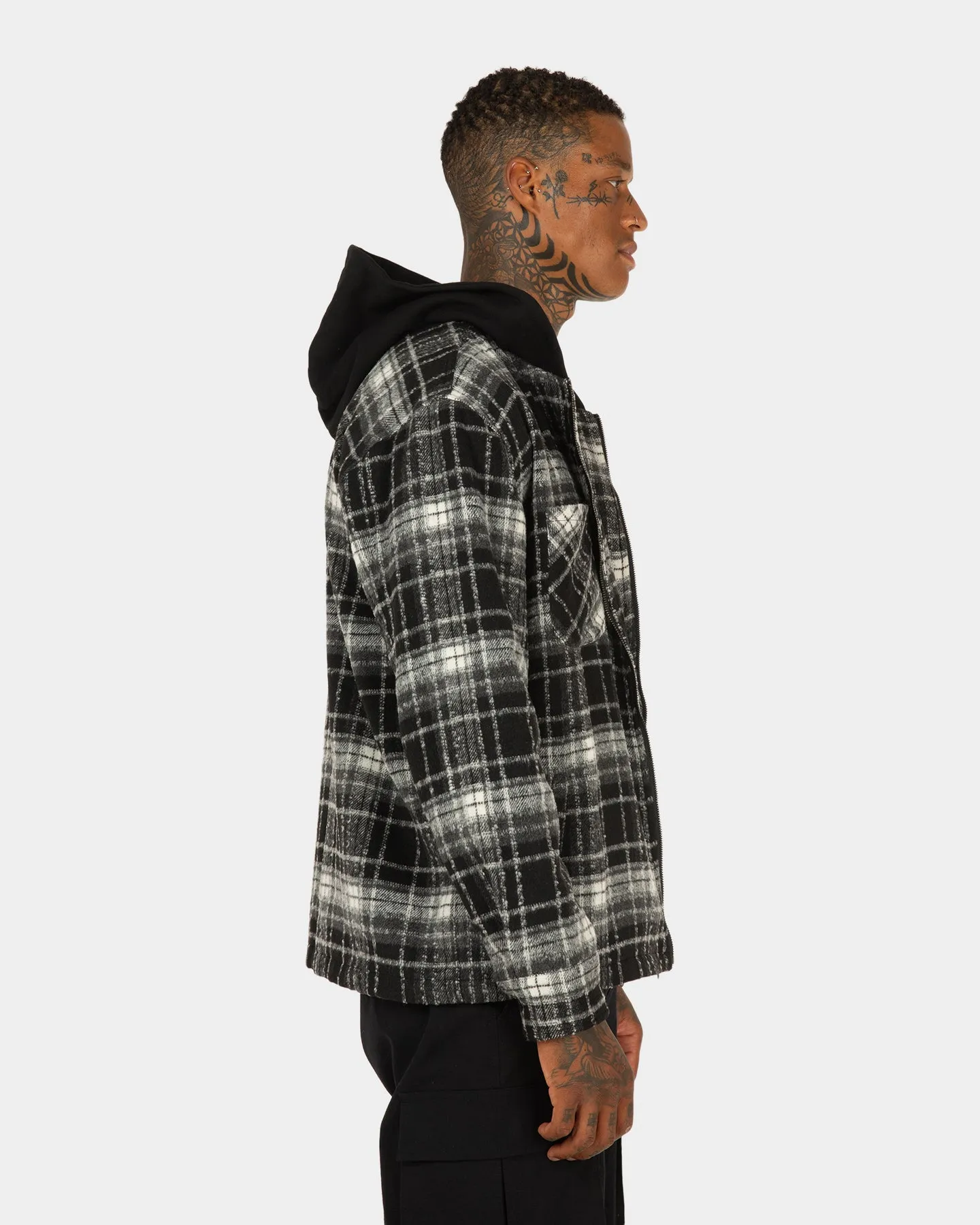 XXIII Albina Flannel Hood Shacket Black/White